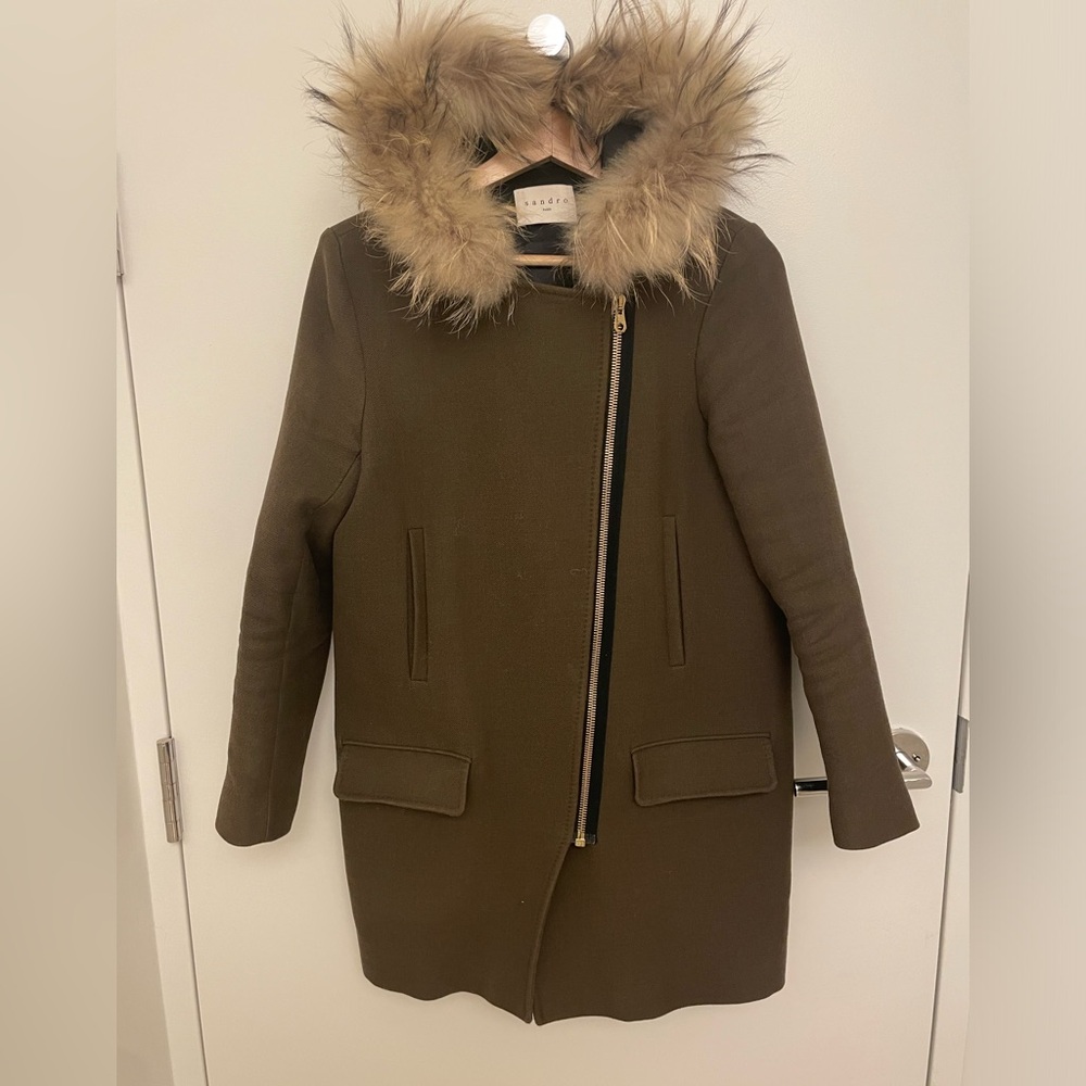 Sandro wool khaki zipper jacket - Picture 3 of 6